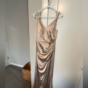 Elegant Satin Gown in Champagne